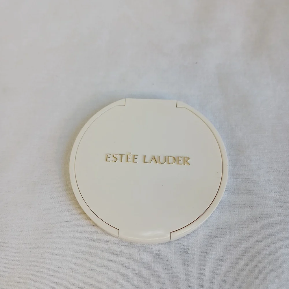 Vintage ESTÉE LAUDER Compact Mirror White Round Gold